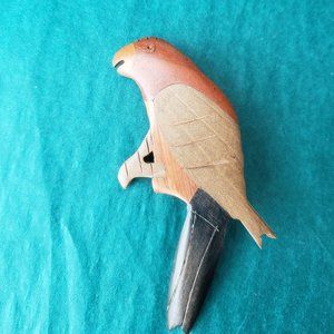 2/10$ Carved wood parrot brooch